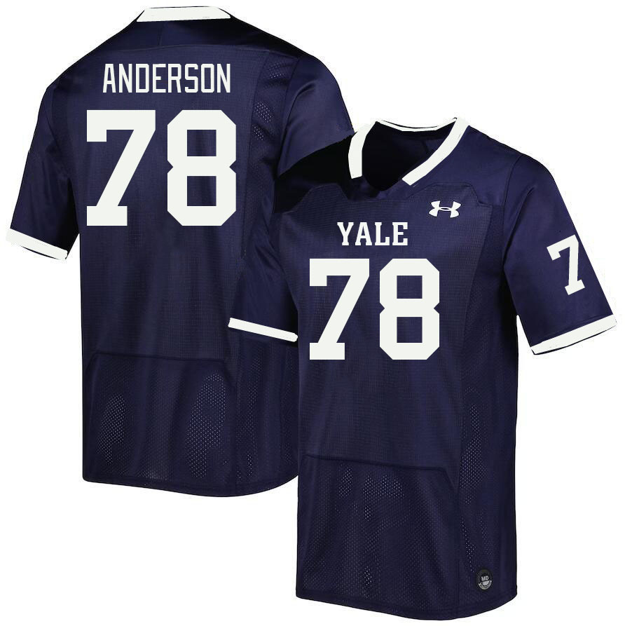 Men-Youth #78 Bennie Anderson Yale Bulldogs 2023 College Football Jerseys Stitched-Blue